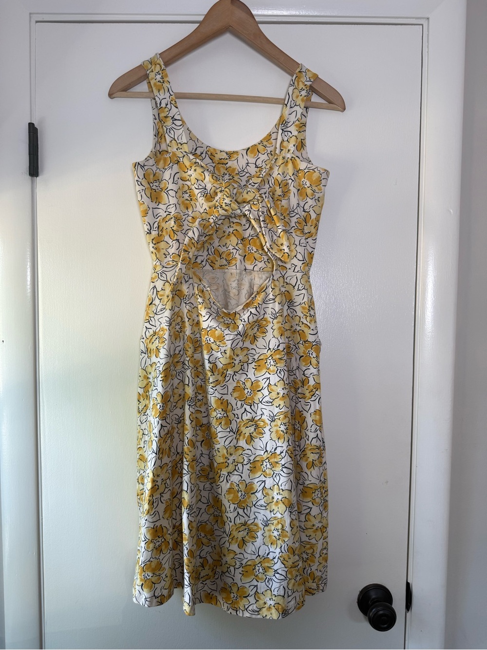 Pact Reverie Jolene Yellow Floral Tie Back Dress Cottagecore Coquette Vacation - Picture 7 of 11